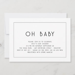 Eenvoudige lijn rand zwart wit OH Baby shower Kaart