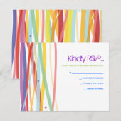 Eenvoudige lijnenbalk Mitzvah Reply Card RSVP Kaartje (Voorkant / Achterkant)