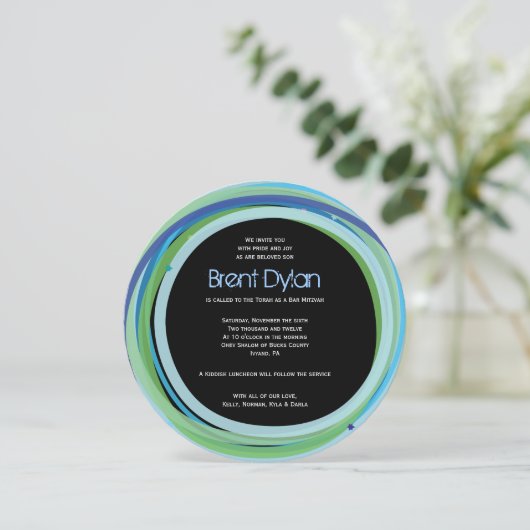 Eenvoudige lijnenbalk Mitzvah-uitnodiging Kaart (Staand voorkant)