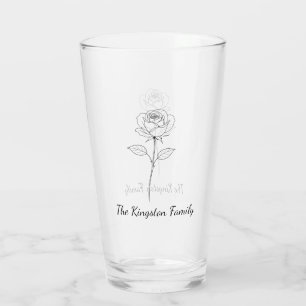 Eenvoudige Lijntekening Roos Aangepaste Naam Glas