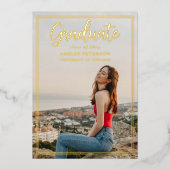 Eenvoudige Lijst Gold Script Photo Afstuderen in Folie Uitnodiging (Voorkant)