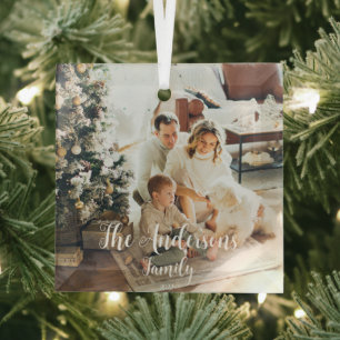 Eenvoudige Lijst Modern Typografie Foto Glas Ornament