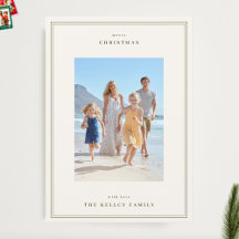Eenvoudige lijsten Mosgroen op Beige Foto Kerstmis