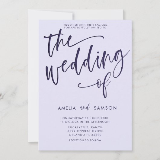 Eenvoudige Lila en Paarse weddenschap Kaart (Voorkant)