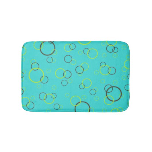 Eenvoudige Limoen en bruine cirkels op Turquoise P Badmat (Voorkant)