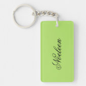 Eenvoudige limoen kleur aangepaste naam sleutelhanger (Voorkant)