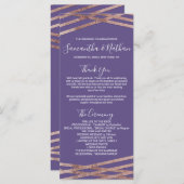 Eenvoudige Lined Roos Gold Violet Wedding Programm Programma (Voorkant / Achterkant)