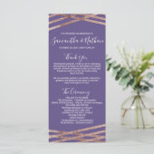 Eenvoudige Lined Roos Gold Violet Wedding Programm Programma (Staand voorkant)