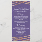 Eenvoudige Lined Roos Gold Violet Wedding Programm Programma (Voorkant)