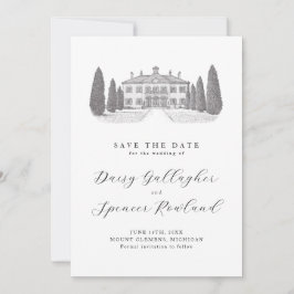 Eenvoudige Locatie Illustratie Elegante Trouwdag Save The Date