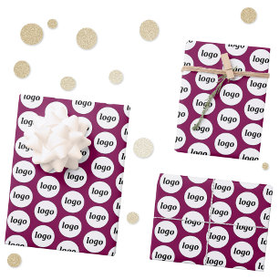 Eenvoudige Logo Business Branding Patroon Magenta Inpakpapier Vel