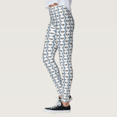 Eenvoudige Logo Business Pattern Dusty Blue Leggings (Links)