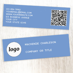 Eenvoudige Logo en QR Code Blauwe Mini Visitekaart Visitekaartje