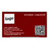 Eenvoudige Logo en QR Code Bourgogne Rood Magnetisch Visitekaartje (Voorkant)