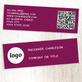 Eenvoudige Logo en QR Code Cherry Pink Magenta Mini Visitekaartje