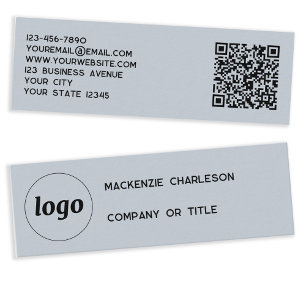 Eenvoudige Logo en QR Code Dusty Powder Blue Mini Visitekaartje
