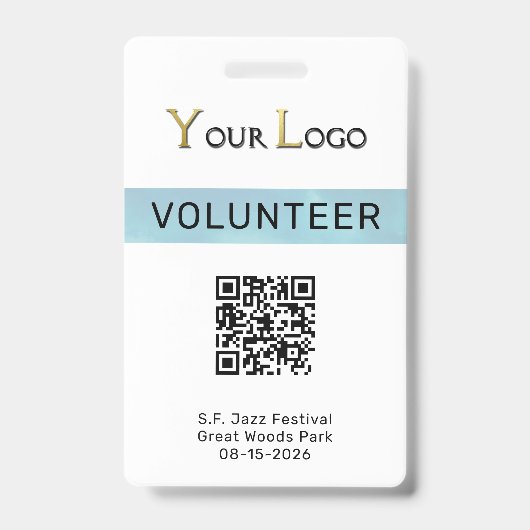 Eenvoudige Logo en QR Code Evenement  Badge (Voorzijde)