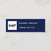 Eenvoudige Logo en QR-code Navy Blue Mini Visitekaartje (Voorkant)