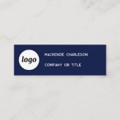 Eenvoudige Logo en QR-code Navy Blue Mini Visitekaartje (Voorkant)