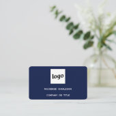 Eenvoudige Logo en QR-code Navy Blue Visitekaartje (Staand voorkant)