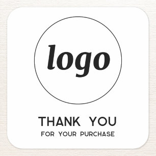 Eenvoudige Logo en Tekst Bedankt Bedrijf Vierkante Sticker