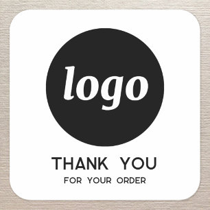 Eenvoudige Logo en Tekst Bedankt voor uw Zakelijke Vierkante Sticker