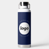 Eenvoudige Logo en Tekst Bedrijf Navy Blue Waterfles (Achterkant)