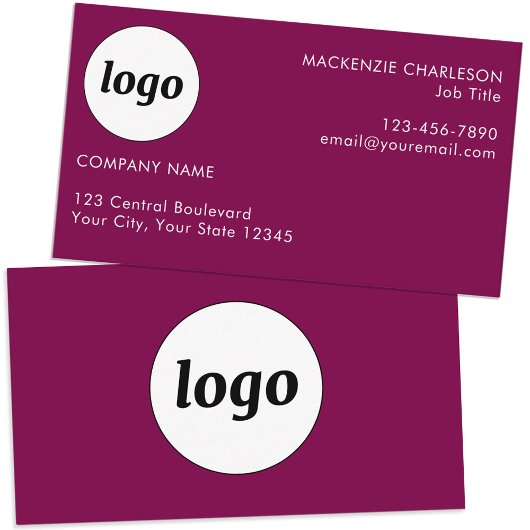 Eenvoudige Logo en tekst Magenta Cherry Pink Visitekaartje