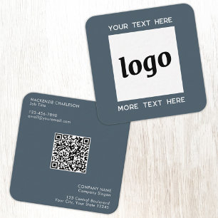 Eenvoudige logo en tekst QR-code antracietgrijs Vierkante Visitekaartje