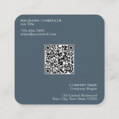 Eenvoudige logo en tekst QR-code antracietgrijs Vierkante Visitekaartje (Achterkant)