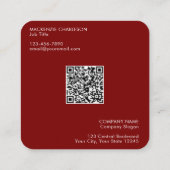 Eenvoudige Logo en Tekst QR Code Donker Bourgogne  Vierkante Visitekaartje (Achterkant)