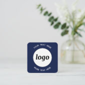 Eenvoudige Logo en Tekst QR Code Navy Blue Vierkante Visitekaartje (Staand voorkant)