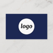 Eenvoudige Logo en Tekst QR Code Navy Blue Visitekaartje (Achterkant)
