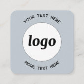 Eenvoudige Logo en tekst QR Code Poeder Blauw Vierkante Visitekaartje (Voorkant)