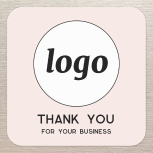 Eenvoudige Logo en Tekst Zakelijke Dankjewel Roze Vierkante Sticker