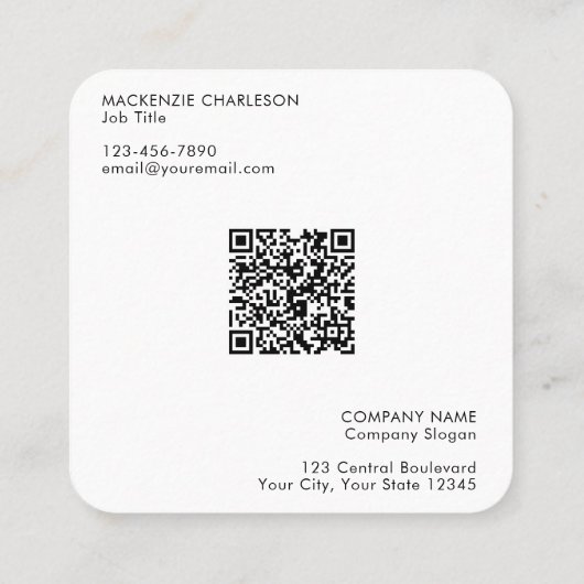 Eenvoudige Logo- en tekstcode Vierkante Visitekaartje (Achterkant)