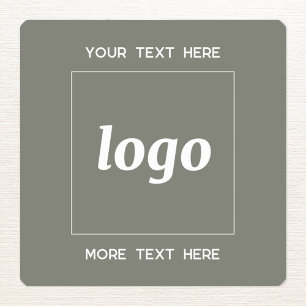 Eenvoudige Logo met tekst Business Sage Green Vierkante Sticker