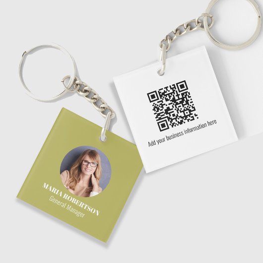Eenvoudige Logo minimalistische QR code goud Sleutelhanger