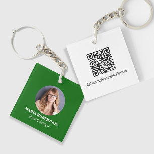 Eenvoudige Logo minimalistische QR code groen Sleutelhanger