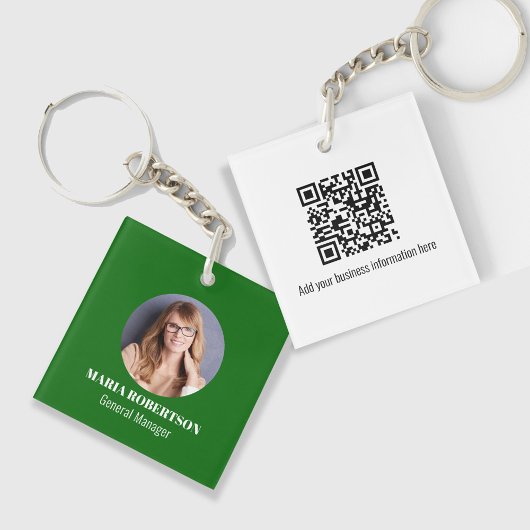 Eenvoudige Logo minimalistische QR code groen Sleutelhanger