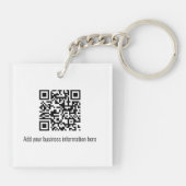 Eenvoudige Logo minimalistische QR code groen Sleutelhanger (Achterkant)