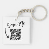 Eenvoudige Logo minimalistische QR-code Sleutelhanger (Achterkant)