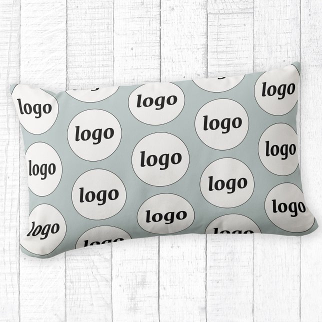 Eenvoudige Logo Pattern Business Promotieblauw Kussen (Simple logo pattern business promotional branding pillow)
