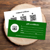Eenvoudige Logo QR Code Cadeaubon Groen