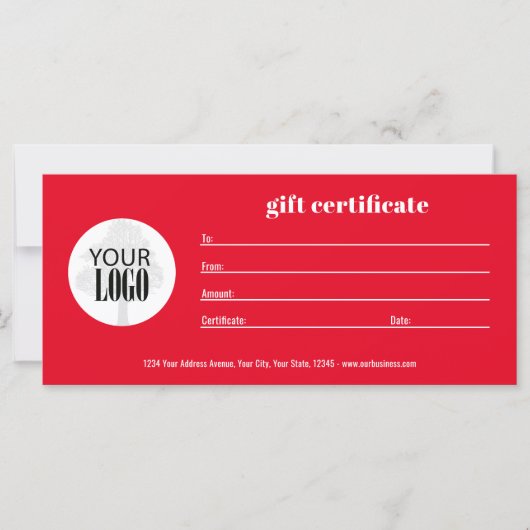 Eenvoudige Logo QR Code Cadeaubon Rood (Voorkant)