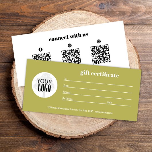 Eenvoudige Logo QR Code Gift Certificate Gold
