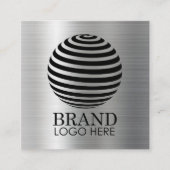 Eenvoudige Logo QR Code Modern Metallic Silver Vierkante Visitekaartje (Voorkant)