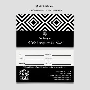 Eenvoudige Logo QR Code Promotie Cadeaubon Visitekaartje