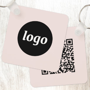 Eenvoudige Logo QR Code Zakelijk Blush Roze Sleutelhanger