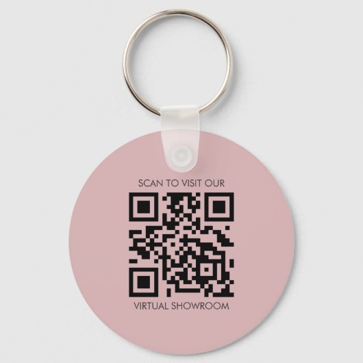 Eenvoudige Logo QR Code Zakelijk Branding Roze Sleutelhanger (Achterkant)